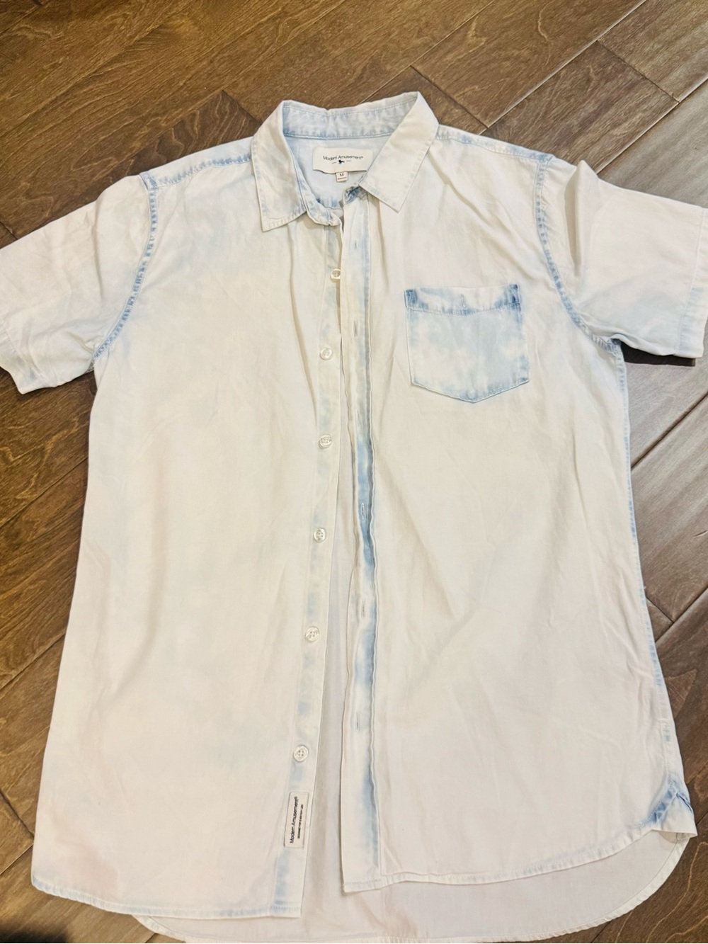 Modern Amusement Pale Blue Short-Sleeve Button-Down Shirt